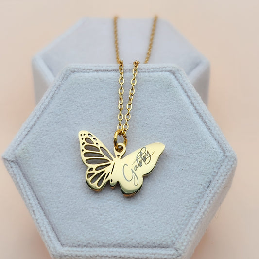 Engraved Butterfly Necklace
