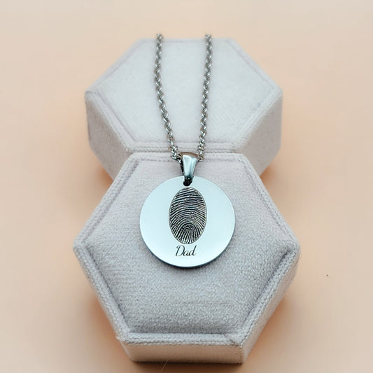 Engraved Finger Print Necklace