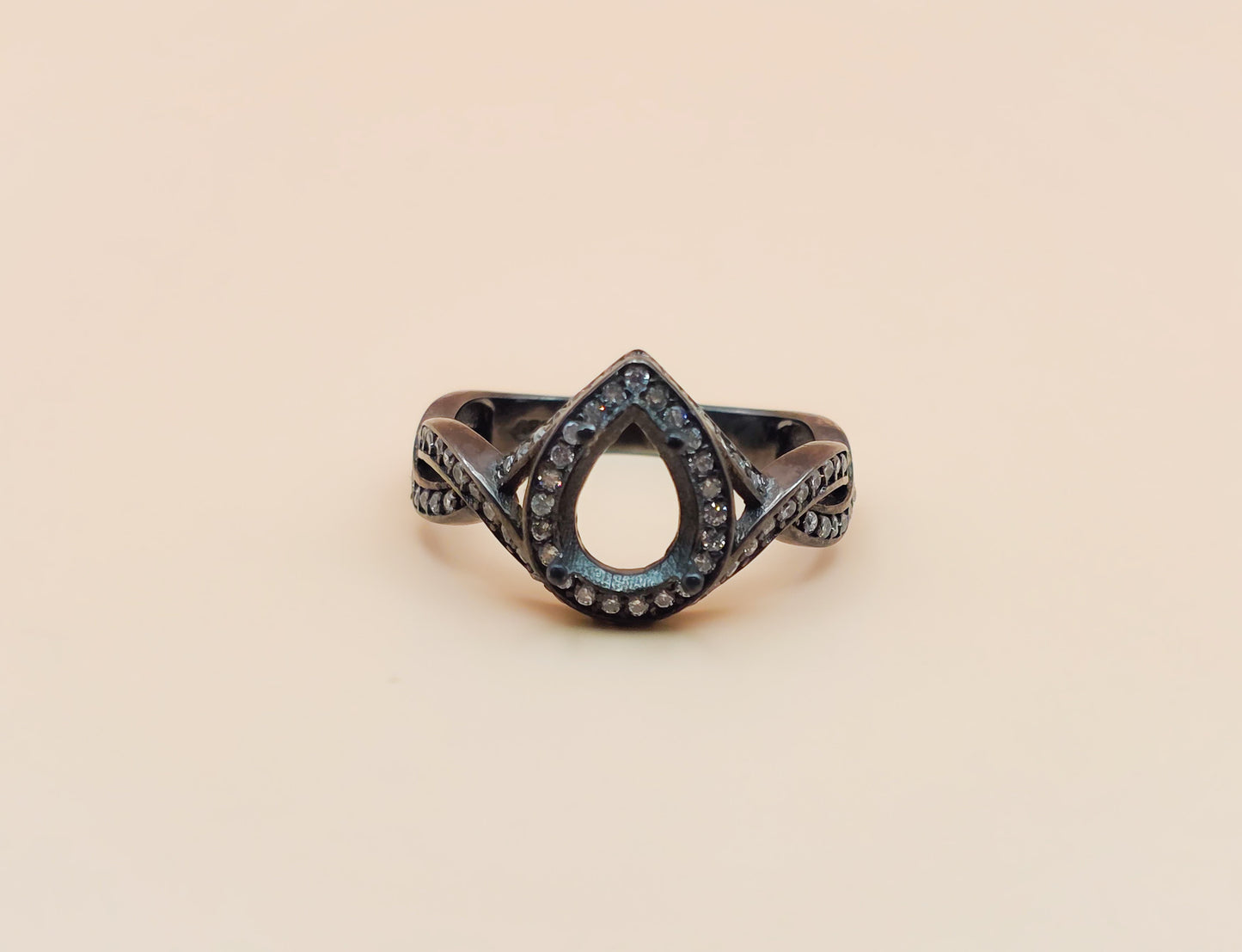 Black Pear Ring Size 8.5