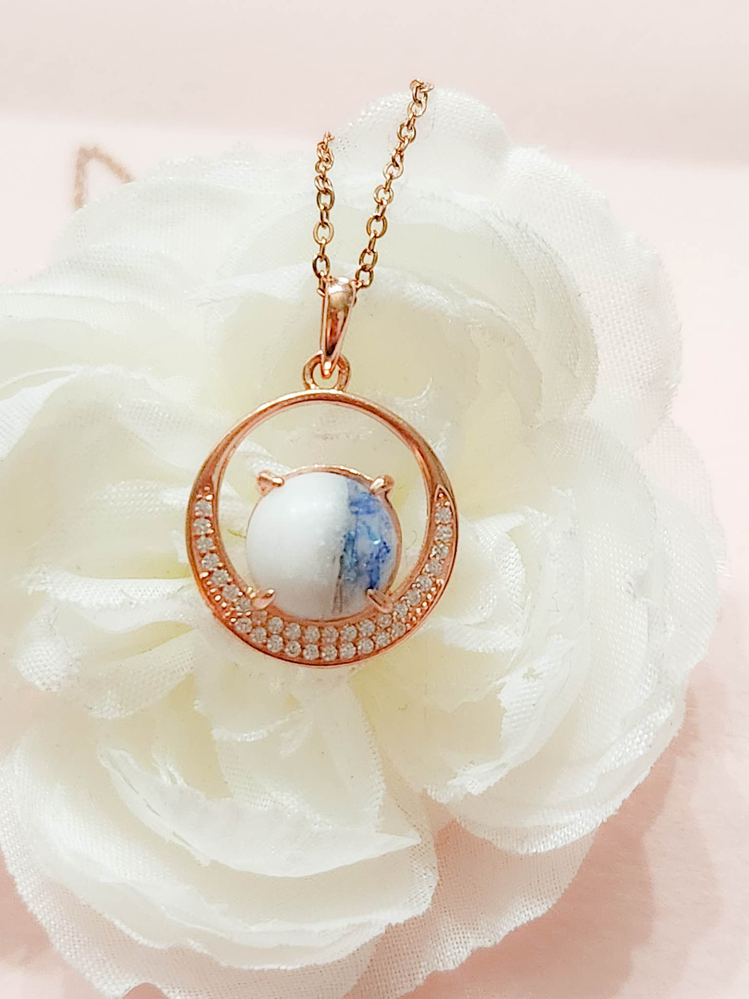 Cecilia Necklace, Peach Opal