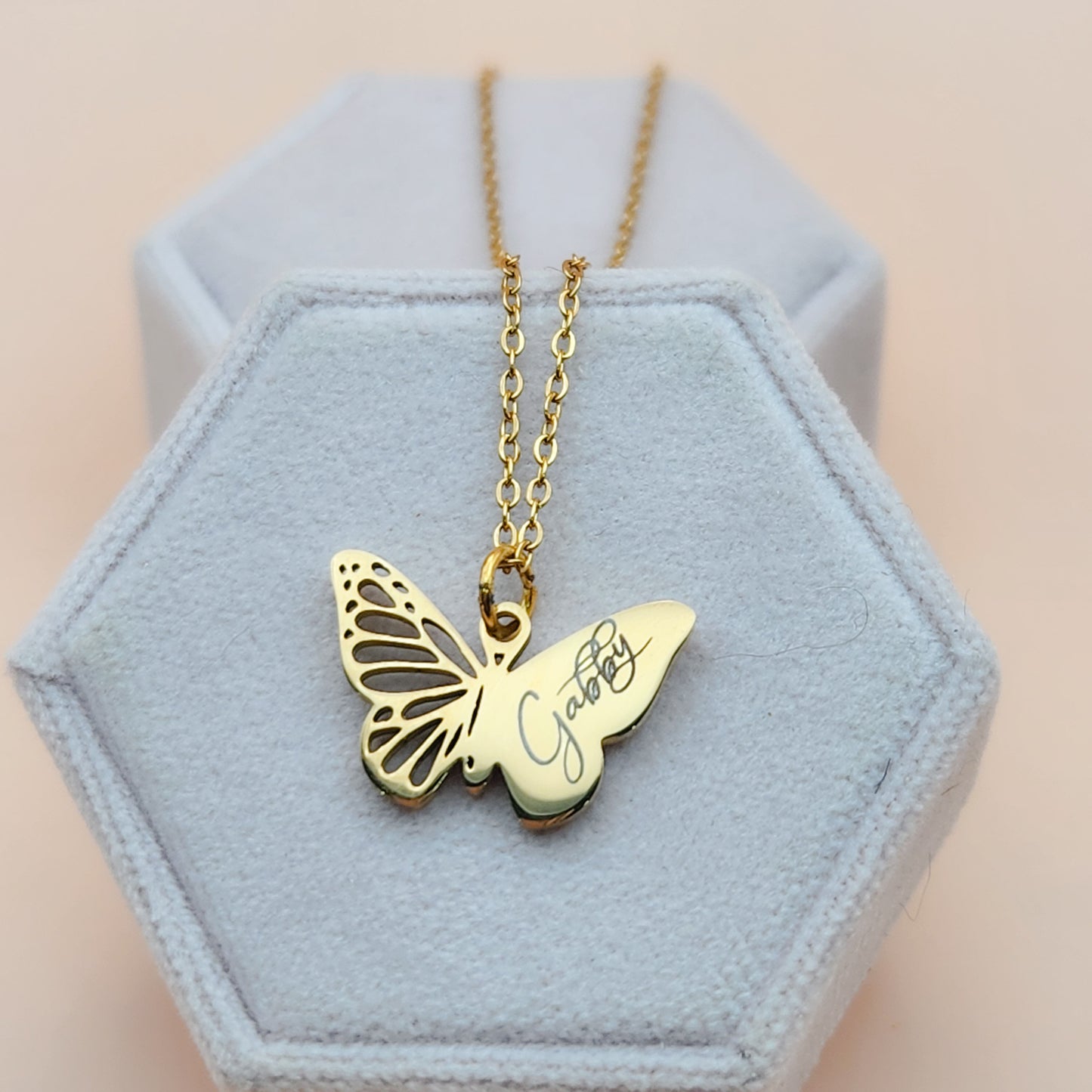 Engraved Butterfly Pendant