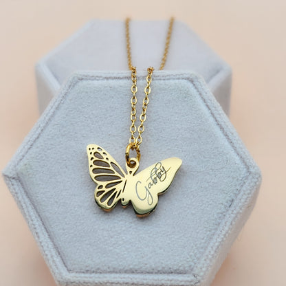 Engraved Butterfly Pendant