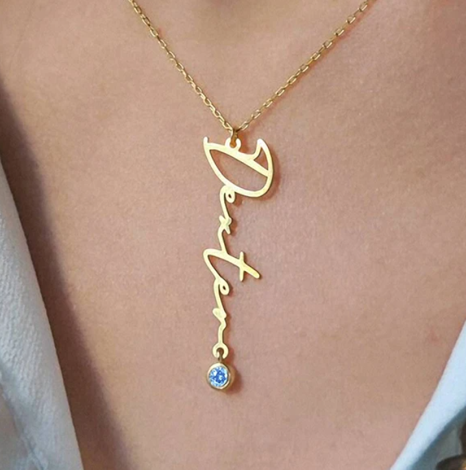 Birthstone Vertical Personalized Necklace